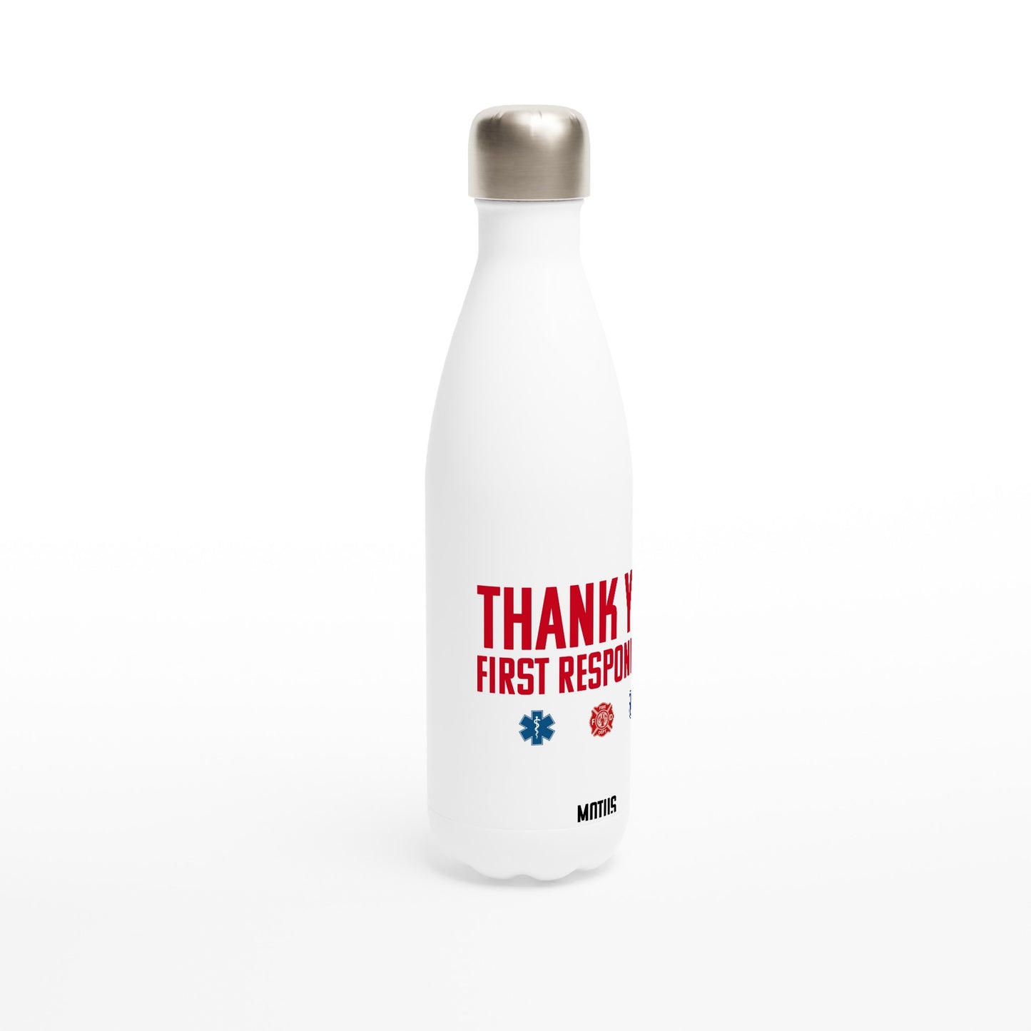 First Responders | White 17oz Stainless Steel Water Bottle